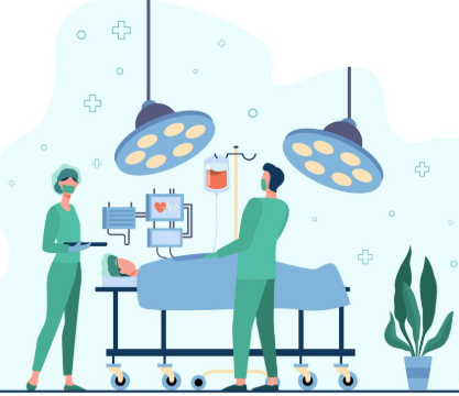 Illustration of laparoscopic surgery setup